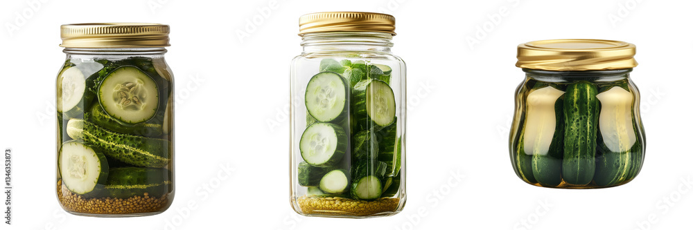 Aufkleber An isolated pickled cucumber jar is depicted on a transparent background in an image generated by Ai