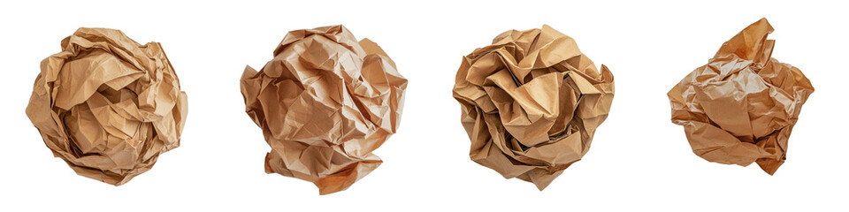 An isolated crumpled paper ball on a transparent background was generated using Generative Ai