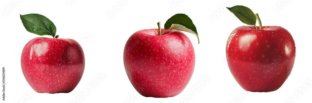 Aufkleber The image of an isolated apple and leaf set against a transparent background was generated using Ai