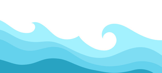 Abstract blue illustration on white background. Vector pattern. Art line ornament. Water Wave Logo abstract design