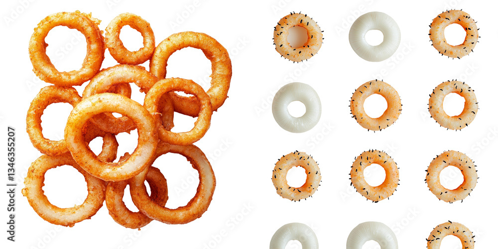 Aufkleber An image of isolated fried onion rings on a transparent background was generated using Ai
