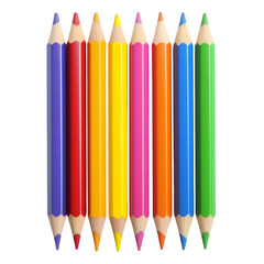 Colorful Pencil Arrangement Set on White or Transparent Background for Art Supplies