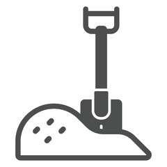 Grain pile with shovel solid icon, wheat production concept. Vector graphics. Flour pile and shovel sign on white background, glyph style icon for mobile or web design.