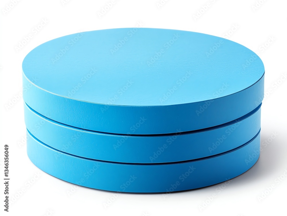 Poster stackable round blue boxes: minimalist product display
