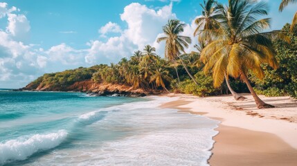 Travel Beach View Inviting Palm Warm Trees Tropical