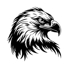 Bold eagle head silhouette. Black and white vector design perfect for t-shirts, vinyl, tattoos, clipart, digital cut files, and more.