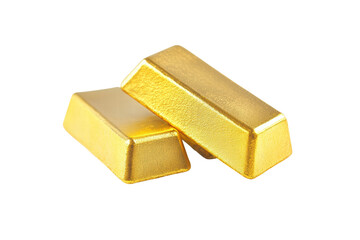 Gold bars isolated on transparent or white background, png