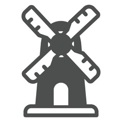 Windmill solid icon, wheat production concept. Vector graphics. Grinding flour grain mill house sign on white background, glyph style icon for mobile or web design.