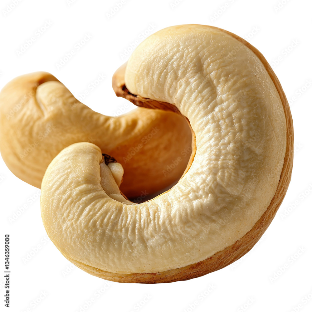 Poster on a transparent background, a cashew is shown in isolation, a creation of generative ai
