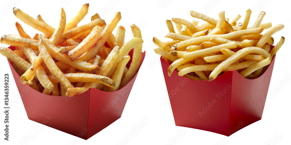 Aufkleber French fries are contained within a red paper wrapper, isolated and presented on a transparent background, courtesy of Generative Ai