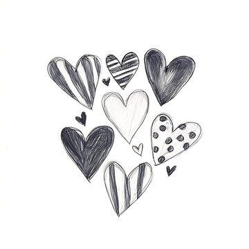 Naklejki Sketchy Hearts for White Background, Love Design.