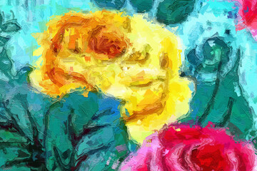 Various oil paintings, flowers, swans, chrysanthemums, paisley roses, peonies, and beautiful flowers