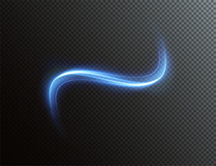 Futuristic wavy neon trail with blurred motion lines and glowing energy effects. Abstract highway light stripes in red and blue, perfect for speed, technology, or modern vector design backgrounds