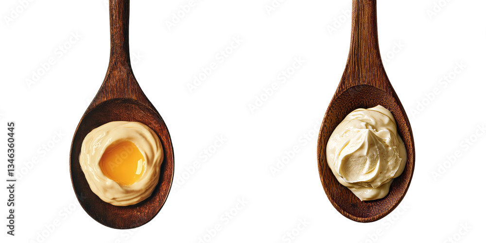 Aufkleber a transparent background isolates the image of a wooden spoon that has been covered with mayonnaise 