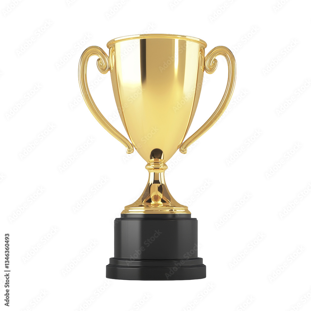 Poster the image of a golden trophy cup, symbolizing a winner, is isolated on a transparent background and 