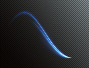 Futuristic wavy neon trail with blurred motion lines and glowing energy effects. Abstract highway light stripes in red and blue, perfect for speed, technology, or modern vector design backgrounds