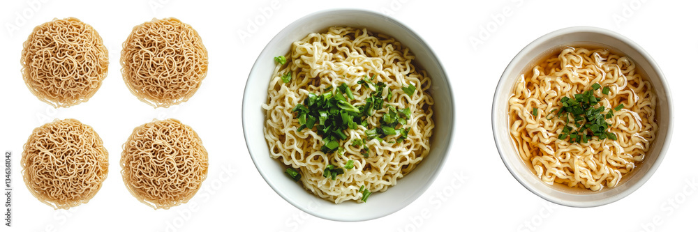 Poster On a transparent background an image of uncooked instant noodles is displayed having been produced with Generative Ai
