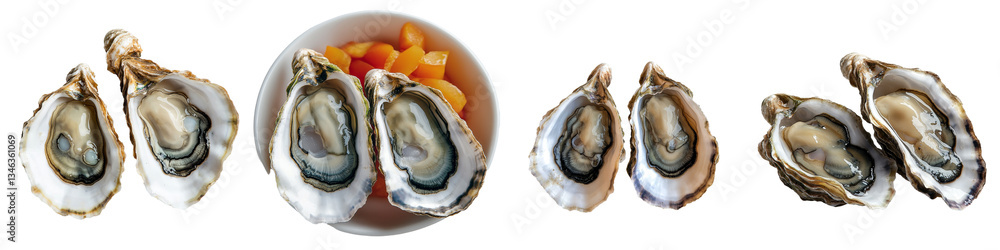 Poster A Generative Ai image featuring oysters isolated on a transparent background