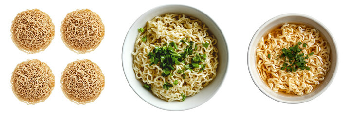 On a transparent background an image of uncooked instant noodles is displayed having been produced with Generative Ai
