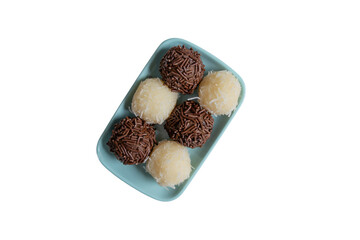 brazilian brigadeiro and beijinho, traditional party snacks dessert