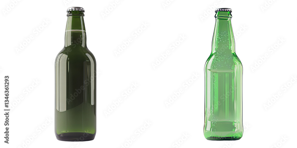 Poster an isolated clean green beer bottle on a transparent background has been generated using ai technolo