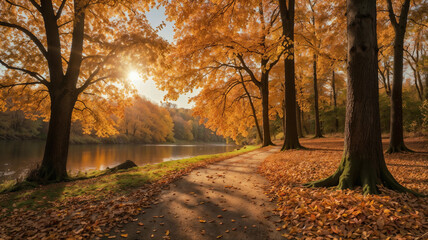 Fototapeta premium Autumn day in the forest.