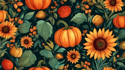 Generic Playful Autumn View Detail Pattern Pumpkins