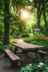 Fototapeta premium Picnic table banner