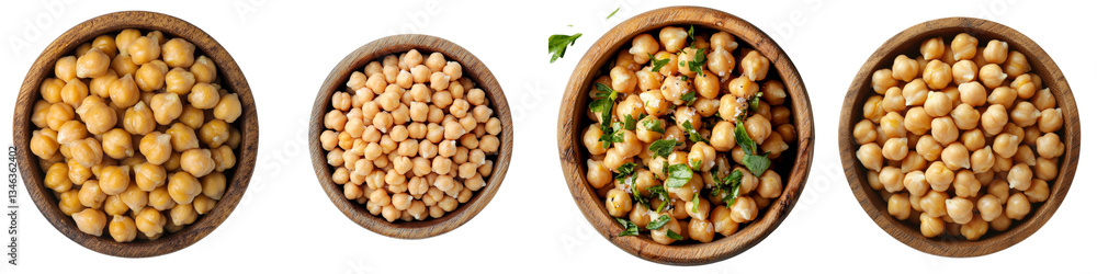 Poster Generative Ai has created an image of a chickpea isolated in a wooden bowl on a transparent background