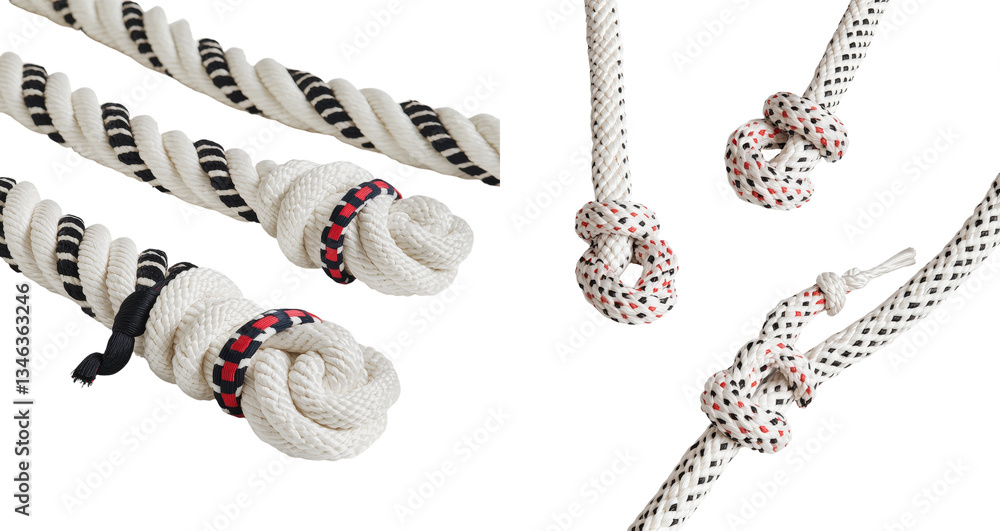 Poster diverse ropes of different kinds are isolated and presented on a white background
