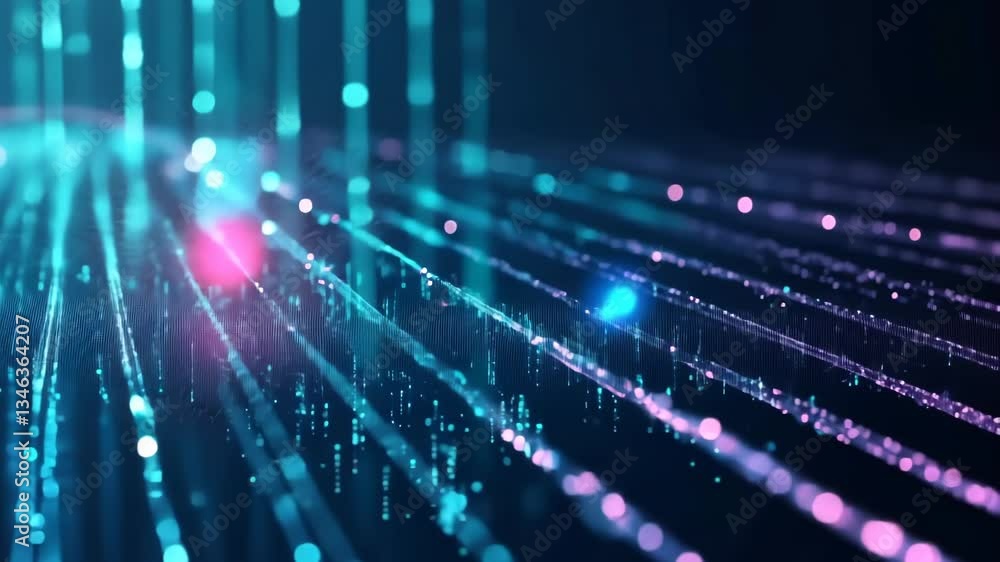 Poster colorful light patterns create mesmerizing effects in dark space during digital art display