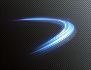 Modern abstract vector background with glowing neon lines, sparkles, and flare effects. Blue and black stylish design with shimmer, glistering light, and energy motion trail for dynamic banners