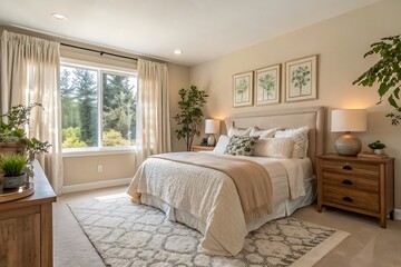 Modern bedroom interior - stock photo