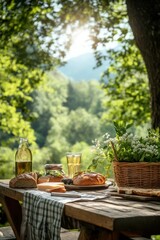 Fototapeta premium Picnic table banner