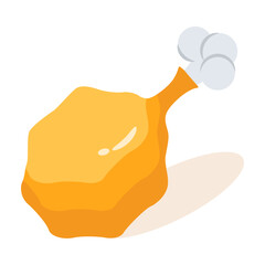 Easy to edit icon of fake chicken leg designed in 3d style