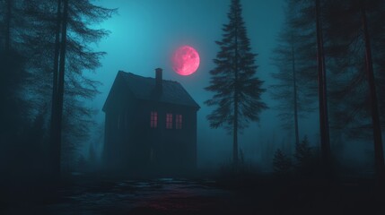 Household Haunted House Moment Dark Glowing Moon High