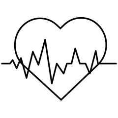 Heart with Heartbeat Line Icon for Health Monitoring, Mental Wellness, Emotional Care, Healthy Lifestyle Concept with Transparent Background