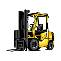 A detailed illustration of a forklift truck, ideal for logistics and warehouse-related applications.