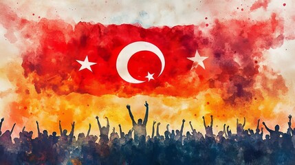 Generic Vibrant Watercolor Scene Patriotic Colorful