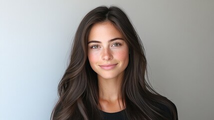 Portrait of a Young Woman with Long Brown Hair