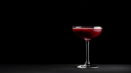 Elegant Red Cocktail In Glass Against Black Background