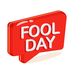 Visually appealing 3d style icon depicting fool day message