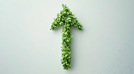 Abstract Green Leaf Arrow On Light Grey Background