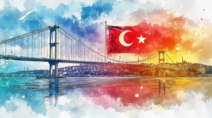 Generic Colorful Watercolor Moment Bright Bridge Flag