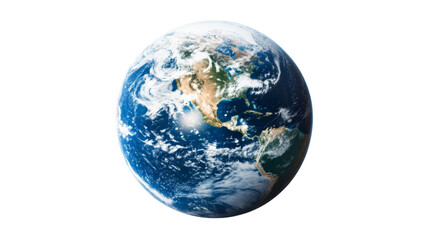 Planet earth rotating, showing north and central america on transparent background