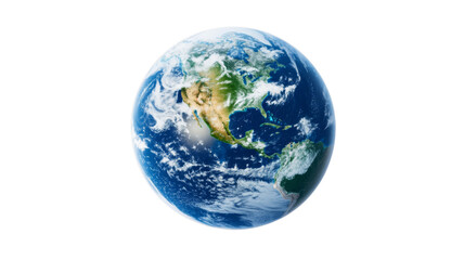 Planet earth rotating showing north and south america on transparent background