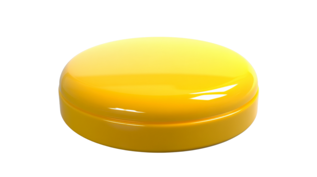 Glossy yellow round platform hovering on transparent background - Powered by Adobe