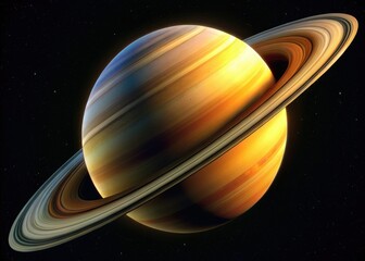 Saturn Close Up: Cosmic Textured Rings, Celestial Inscription, Space Photography