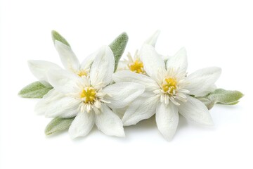 Obraz premium Close up image of several white flowers with yellow centers