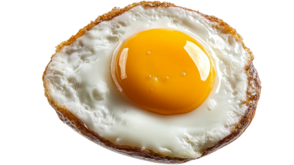 Fried egg sunny side up isolated on transparent background